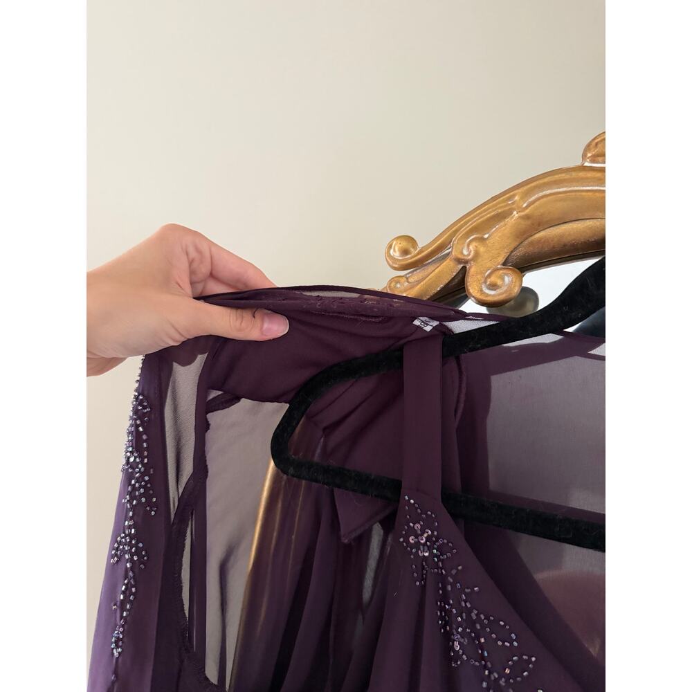 Vintage Y2K 90s David's Bridal Purple Beaded Whimsigoth Dress - Picture 9 of 15